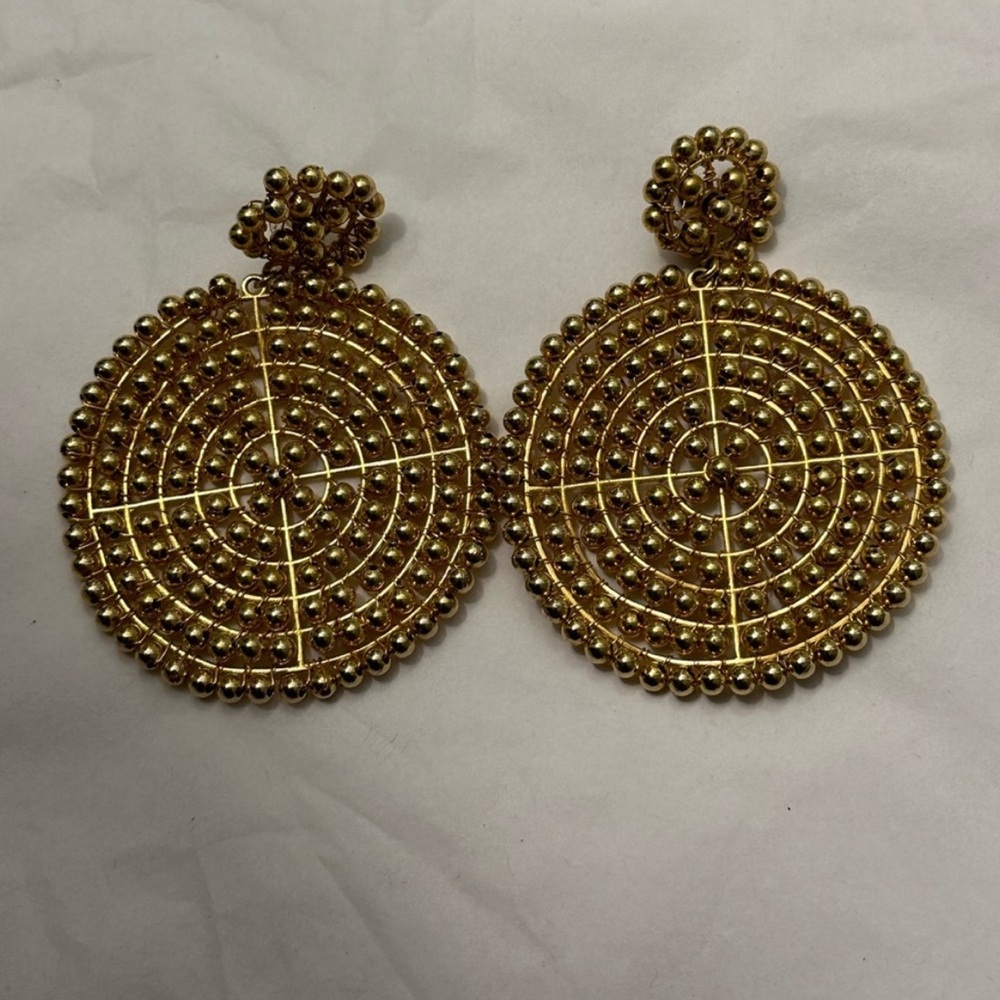 Elegant Gold Beaded Earrings - Picture 2 of 3